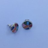 Fashion Silver Stud Earring with Colored Enamel
