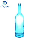 Transparent Blue Painting 750ml Glass Wine Bottle