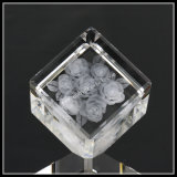 2 Inches Crystal Cut Corner Cube Laser Engraved Rose (ND-1021)