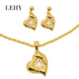 Gold-Tone Crystal Heart Pendant Necklace & Earrings Alloy Fashion Jewelry Sets