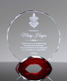 Crystal Galss Trophy with Red Color Semi Circle Base