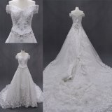 Beading Crystal off Shoulder Ball Gown Wedding Dress Long Train