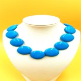 Stablized Turquoise Blue Wafer Beads Necklace