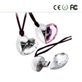 Crystal Pendant Heart-Shaped Jewelry USB Flash Drive Pendrive
