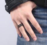 Simple Blueblack Carbon Fiber Inlay Ring for Men