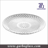 Large Round Engraved Glass Dinner Plate