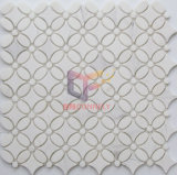 Water Jet Flower Pattern White Marble Mosaic (CFS1090)