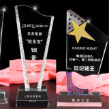 Stars Crystal Trophy Awards Export Wholesale Clear White Glass Engraved with Black Base