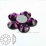 Round Glass Beads Flat Back Non Hot Fix Rhinestone for Decorate (FB-ss10 amethyst/3A grade)