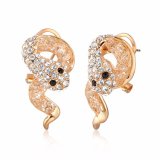 Fashion New Design Snake Shaped Crystal Stud Gold Earring