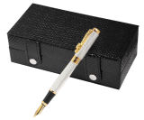 Promotional Metal Fountain Pen with Black Leather Gift Box