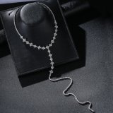 Wedding Jewelry White Gold Crystal Long Necklace