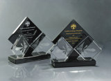 Black and Clear Crystal Cube Award with Laser Text