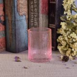 Pink Glass Candle Holder with Raindrop Effect