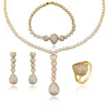 Dubai 24K Gold Copper Zirconia Luxury Jewelry Sets
