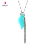 European and American Fashion Long Chain-Tassel Resin Sweater Necklace Resin Stone Pendant Jewelry