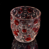 high End Glass Candle Holder with Red Painting