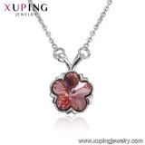 43601 Imitation 4 G Necklace, One Big Crystal Flower Pattern Necklace, Copper Jewelry