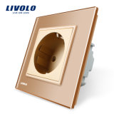 Livolo EU Standard Golden Crystal Toughened Glass Outlet Socket Vl-C7c1EU-11/12/13/15
