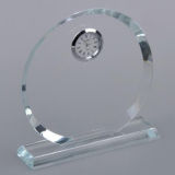 Round Crystal Glass Clock with Base Stand