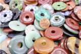 Natural Gemstone Agate 30mm Flat Round Ping Buckle Beads Pendants