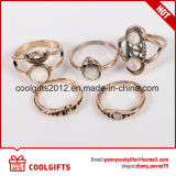 Fashion 5PCS/Set Golden Vintage MIDI Gemstone Women Party Ring Sets