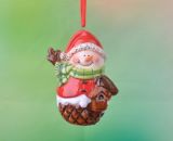 Ceramic Christmas Ornaments Santa & Snowman Iridescent