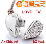Promotional Heart Shape Crystal USB Flash Drive (OM-C109)