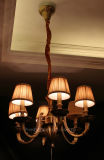 Good European Copper Fixtured Pendant Lamp with Fabric Shade
