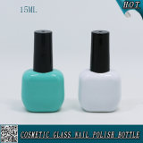 15ml Mint Green and White Colored Glass Nail Polish Bottle with Black Cap Brush