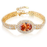 Wholesale Big Gemstone Crystal Jewelry 18K Gold Fashion Charm Bracelet