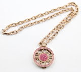 Fashion Party Locket Pendant Necklace with Rose Crystal