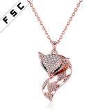 Women Fashion Jewelry Alloy Rhinestone Crystal Fox Pendant Necklaces