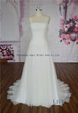 Crystal Beaded Straps Pleated Keyhole A Line Bridal Dress Gown