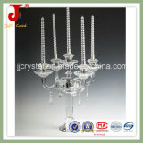 Crystal Glass Candle Holder with Hanging Crystal