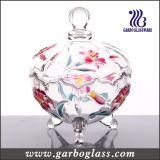 Spray Colored Glass Candy Pot with Cover
