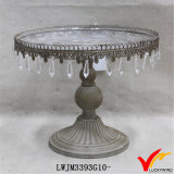Shabby Chic Metal Cake Stand with Hanging Crystals