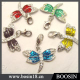 Handmade Candy Color Crystal Dragonfly Metal Charms Bracelet with Enamel