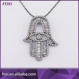 Black Rnodium Plating Zirconia Jewelry Pendant Necklace with Chain