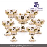 7PCS Golden Glass Footed Bowl Set with E-Planting