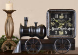 Vintage Decorative Antique Black Train Shape Metal Table Top Clock