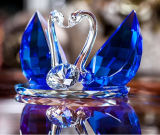 Beautiful Wedding Holiday Gift Blue Crystal Glass Swan