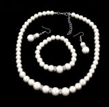 Pearl Silver Plated Clear Crystal Jewelry Set