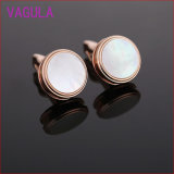 Round Rose Gold Plating Copper Shell Cufflinks L51926