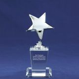 Hot Selling Silver Star Shining Star Trophy with Crystal Base
