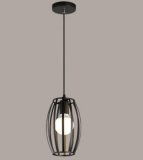 Nordic Style Retro Wrought Iron Pendant Light with Oval Lampshade and 1 Light