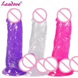 Crystal Dildo Dongs Flexible Penis with Textured Shaft Strong Suction Cup