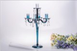 Blue Five Poster Glass Candle Holder for Wedding Decoration