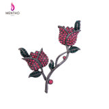 Beautiful and Elegant Retro Inlaid Crystal Red-Rose Shaped Alloy Female Brooch Set