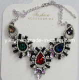 Lady Fashion Jewelry Metal Alloy Glass Crystal Pendant Necklace (JE0212)
